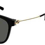 Stylish Gucci black sunglasses with gold accents for men and women.