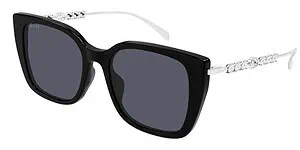 Stylish black sunglasses with silver arms, perfect for UV protection and fashion.