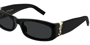Stylish black Saint Laurent sunglasses with gold accents, perfect for women’s fashion.