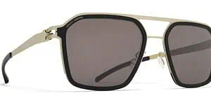 UV protection sunglasses with sleek black and gold frame design.