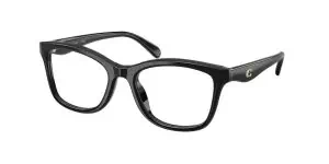 Modern black eyeglasses with clear lenses, perfect for vision correction and style.