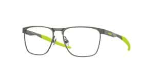 Eyeglasses with black and neon green frames, ideal for vision correction and style.