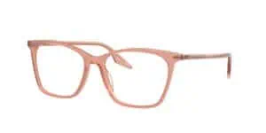 Pink eyeglasses with a modern design for clear vision and fashion.