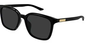 Black sunglasses with gold accents for stylish eye protection.