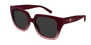 Burgundy sunglasses with black lenses, perfect for fashion and eye protection.