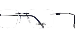 Rimless eyeglasses with adjustable nose pads and sleek black temples for comfortable, stylish vision.