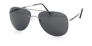 Stylish dark sunglasses with metal frame, ideal for sun protection and fashion.