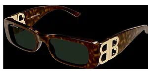 Stylish tortoise shell Balenciaga sunglasses with bold logo accents.