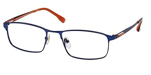 Stylish blue and orange eyeglasses for clear vision and fashion.
