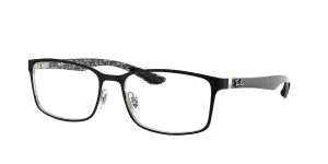Black eyeglasses with sleek design for clear vision and style.