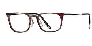 Stylish red and black eyeglasses for vision correction and fashion.