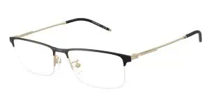 Stylish black and gold eyeglasses for vision correction and fashion.