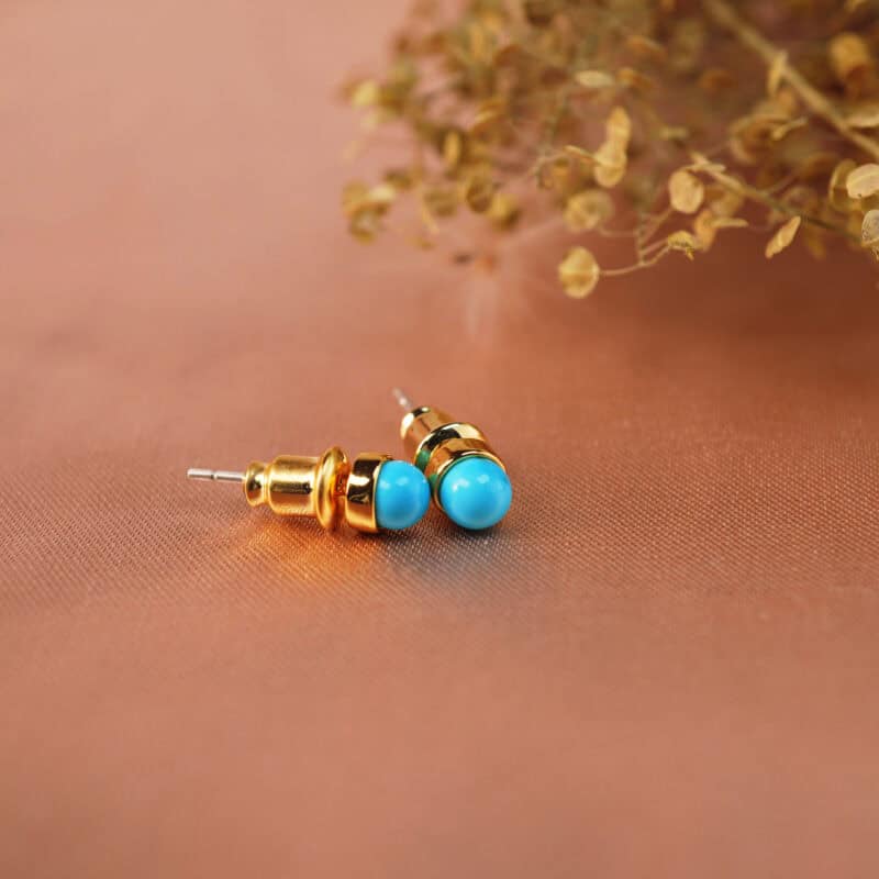 18K gold-plated turquoise mini stud earrings