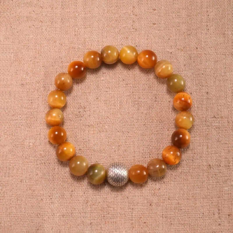 Tiger Eye S925 Silver Bracelet on white background
