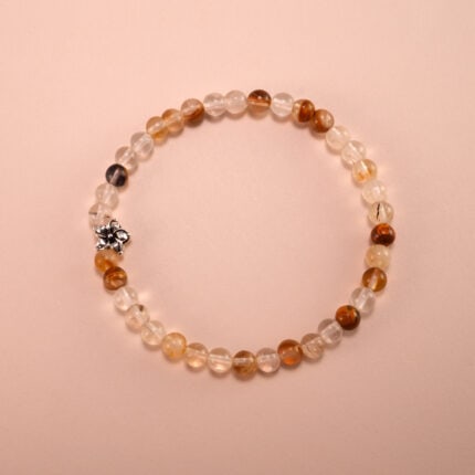 Citrine and White Chalcedony Bracelet with floral charm design