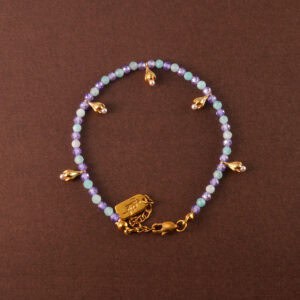 Adjustable aquamarine amethyst and pearl beaded bracelet