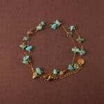 Double-wrap adjustable turquoise green bracelet with natural stone beads