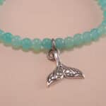 Close-up of Amazonite Beads and Silver Charms – Calming Gemstone Bracelet