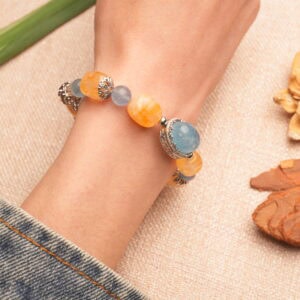 Wearing Aquamarine & Chalcedony Bracelet – Soothing Blue Crystal Jewelry