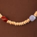 Close-up of bead textures and color contrast between stones