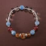 Multi Stone Bracelet with Aquamarine, Citrine, Clear Quartz and Strawberry Quartz – Handmade Crystal Jewelry