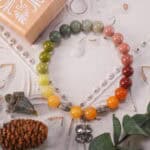Colourful beaded bracelets worn in natural outdoor setting, perfect for any occasion