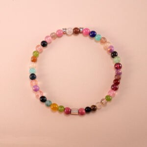 Colorful Multi Gemstone Bracelet with Garnet, Amethyst, and Obsidian Beads – Main Product Image
