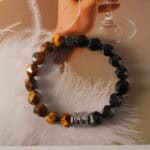 Tiger Eye and Obsidian Bracelet in Natural Light – Faceted Jewelry for Grounding and Protection