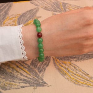 Wearing Green Aventurine & Agate Bracelet – 8mm Beaded Crystal Bracelet for Energy and Vitality