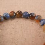Close-up of Kyanite Beads and Heart Charm – Natural Beaded Bracelet