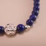 Close-up of Genuine Lapis Lazuli Beads and Sterling Silver Clasp