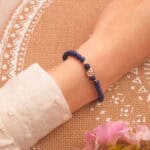Wearing Lapis Lazuli Bracelet on Wrist - Natural Blue Gemstone Jewelry