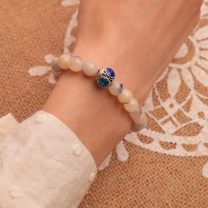 Wearing Chalcedony & Turquoise Bracelet – 8mm Crystal Beads for Peace and Clarity