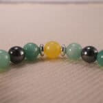 Close-up of 8mm Aventurine and Black Tourmaline Beads – Handmade Bracelet for Grounding and Good Luck