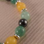 Close-up of 8mm Aventurine and Black Tourmaline Beads – Handmade Bracelet for Grounding and Good Luck