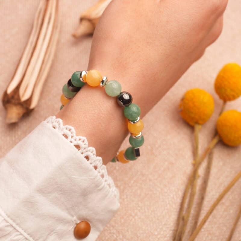 Wearing Green Aventurine and Tourmaline Bracelet – 8mm Natural Beads for Balance and Energy Shielding