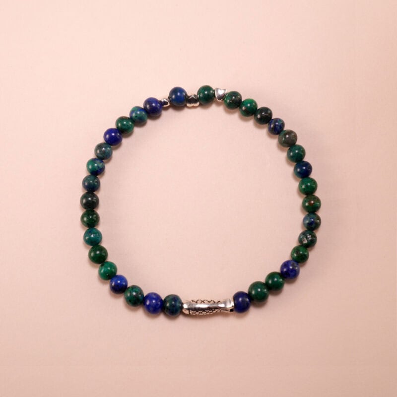 Lapis and Malachite 4mm Crystal Bracelet – Beaded Jewelry for Intuition and Balance