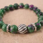 Close-up of Ruby and Jasper Beads – Beaded Crystal Bracelet