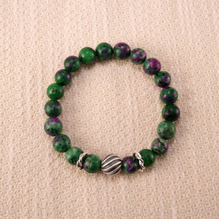 Ruby and Green Jasper Beaded Bracelet – Natural Gemstone Jewelry