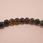 Tourmaline Beads and Leaf Charm Close-up – Beaded Bracelet Detail