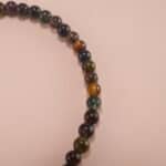 Tourmaline Beads and Leaf Charm Close-up – Beaded Bracelet Detail