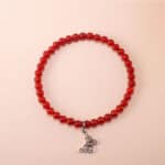 4mm red agate bracelet with sterling silver butterfly charm – minimalist natural stone jewelry