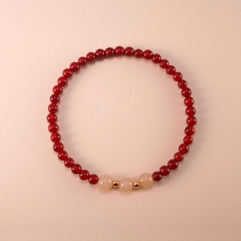 4mm red agate and white chalcedony bracelet – minimalist energy jewelry