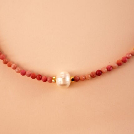 Love in Every Bead – Rhodochrosite & Freshwater Pearl Necklace
