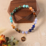 Sagittarius bracelet displayed on natural wood – zodiac gift idea