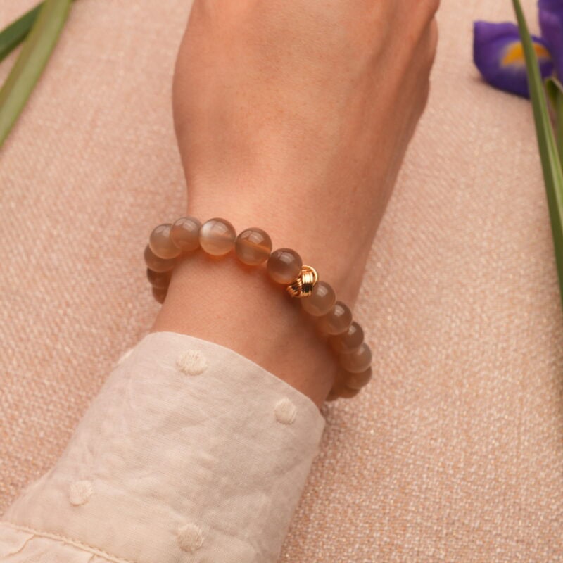Moonstone crystal bracelet worn on wrist – Elegant and calming look