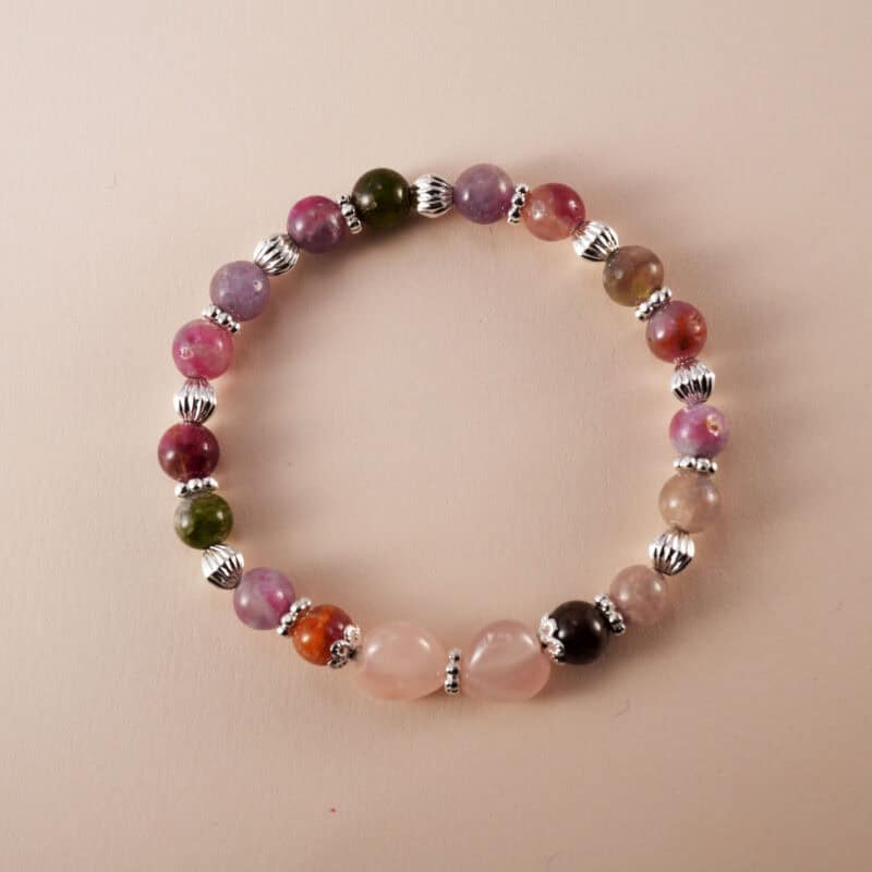 Tourmaline Cross Charm Bracelet – Handmade Tourmaline Jewelry