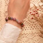 Wearing Tourmaline Bracelet with Silver Cross – Faith and Energy Jewelry