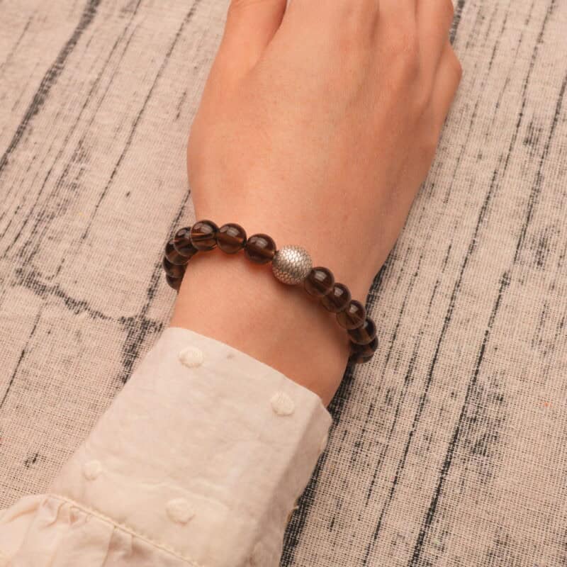 Smoky Quartz Bracelet Worn on Wrist – Grounding Crystal Jewelry