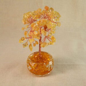 Natural Citrine Money Tree with golden crystal leaves